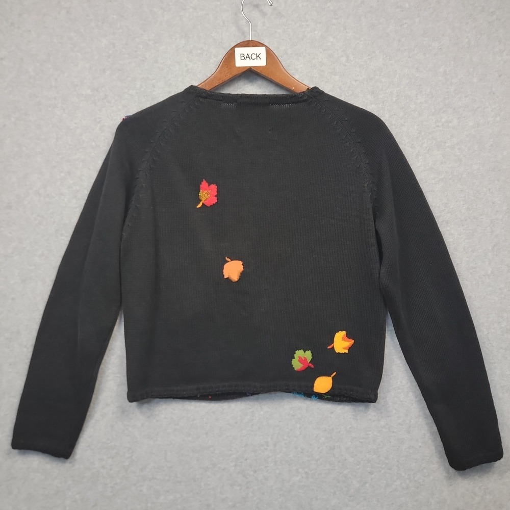 Vintage MICHAEL SIMON Cardigan Sweater Sz S Fall Leaves Acorns Beads Embroidered - Picture 7 of 16